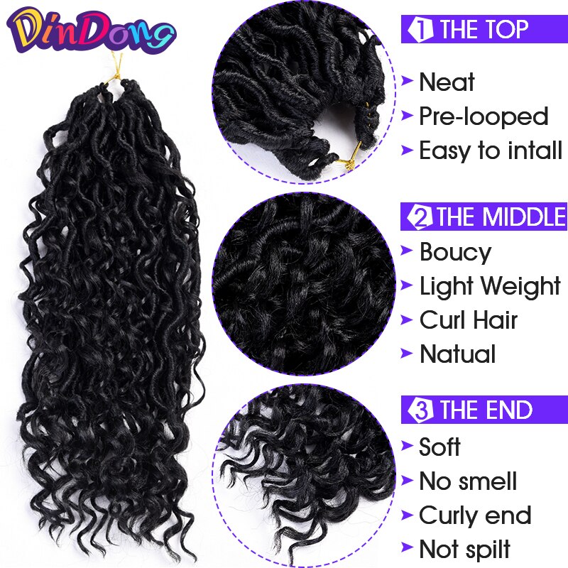 Dea Del Faux Locs Ricci Sintetici Trecce Boho uncinetto Treccia Disordinato Faux Locs Estensioni Dei Capelli Del uncinetto Della Boemia per Le Donne