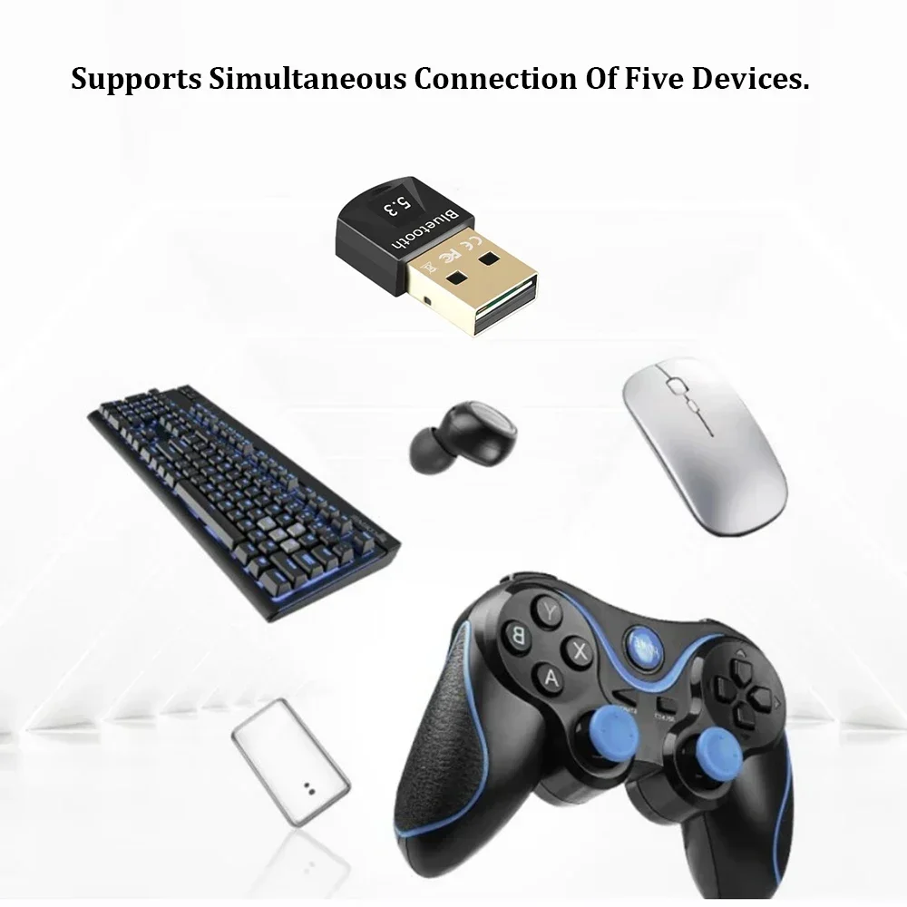 VIKEFON Bluetooth Adapter for Pc Usb Bluetooth 5.3 Dongle Receiver for Speaker Mouse Keyboard Music Audio Transmitter