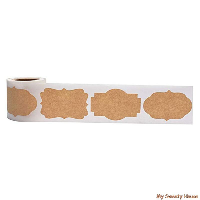 300pcs Kraft Paper Stickers Blank Handmade Sticker Adhesive Labels Scrapbooking Christmas Package Envelope Jar Bottle Label: H01