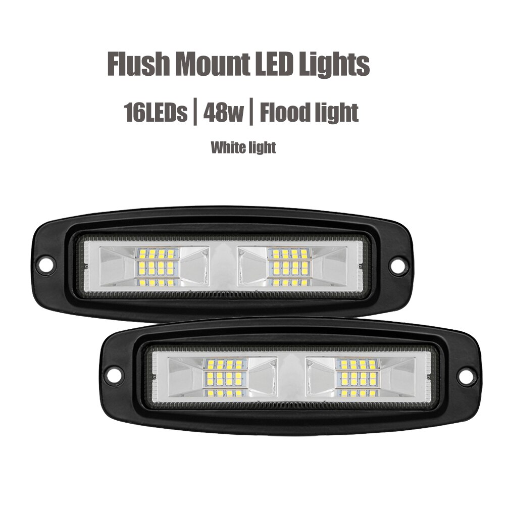 7 Inch Car Flush Mount LED Pod Combo Work Light Bar Fog Lights Auto Led Driving Reversing Lamp ATV SUV Truck Off-road Vehicles: 2pcs 48w flood light