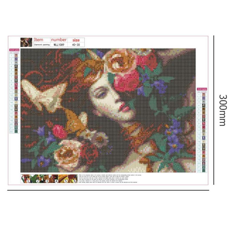 5D DIY Full Drill Diamond Painting Guardian Angel Butterfly Cross Stitch Needlework Kit Home Decor Oxidation Resistance 40*30cm: M