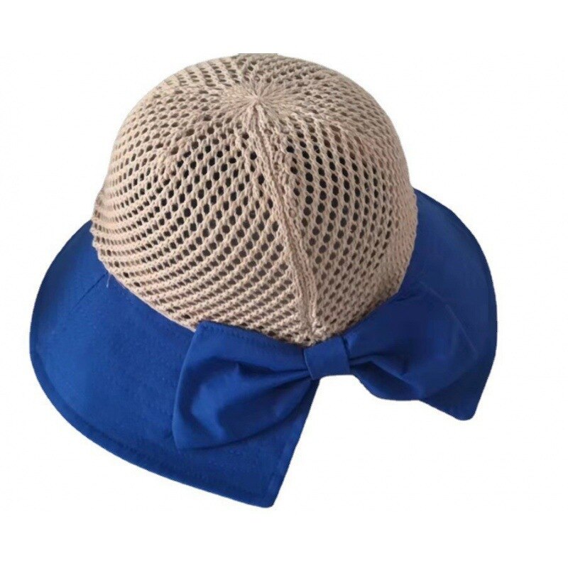 Strand Anti-Uv Visser Hoed Boog Opvouwbare Wide Brim Floppy Meisjes Strooien Hoed Vrouwen Zomer Hoed Uv Beschermen Reizen Cap Lady cap: Blauw
