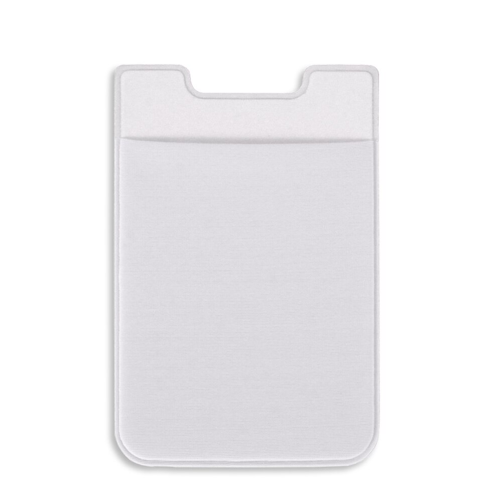 Universal auto-adhesivo elástico teléfono móvil cartera funda Stick On crédito ID tarjeta titular bolsillo autoadhesivo pegatina CardSleeve: white