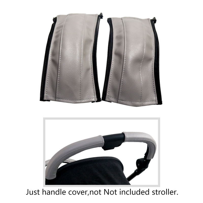 Housse de poignées en cuir pour Cybex Eezy S Twist 2 / Eezy S Twist + 2 housse de poussette, housses d&#39;accoudoir, accessoires de poussettes: mom 2pcs gray