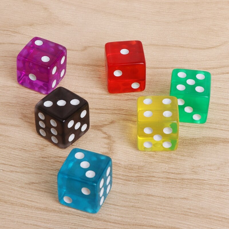 10 pièces Six faces 15mm Cube Transparent coin rond Portable Table jeux de jeu acrylique à boire dés
