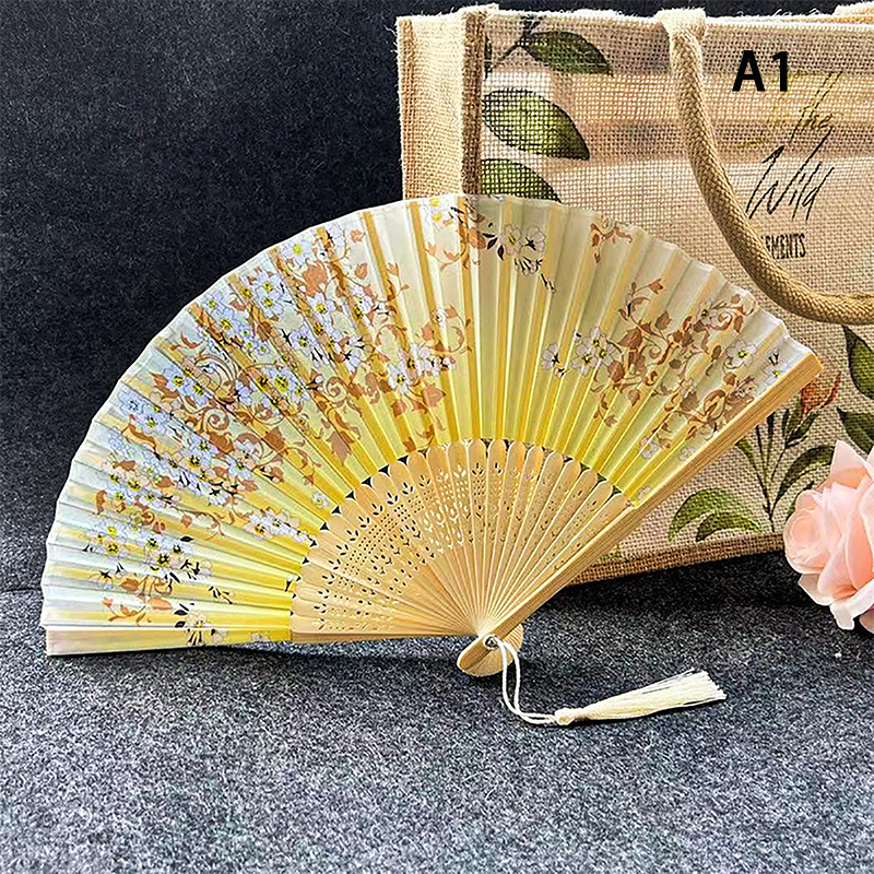Chinese Japanese Pattern Vintage Flower Butterfly Silk cloth Folding Fan Art Craft Home Decor Ornament Dance Hand Fan Fan