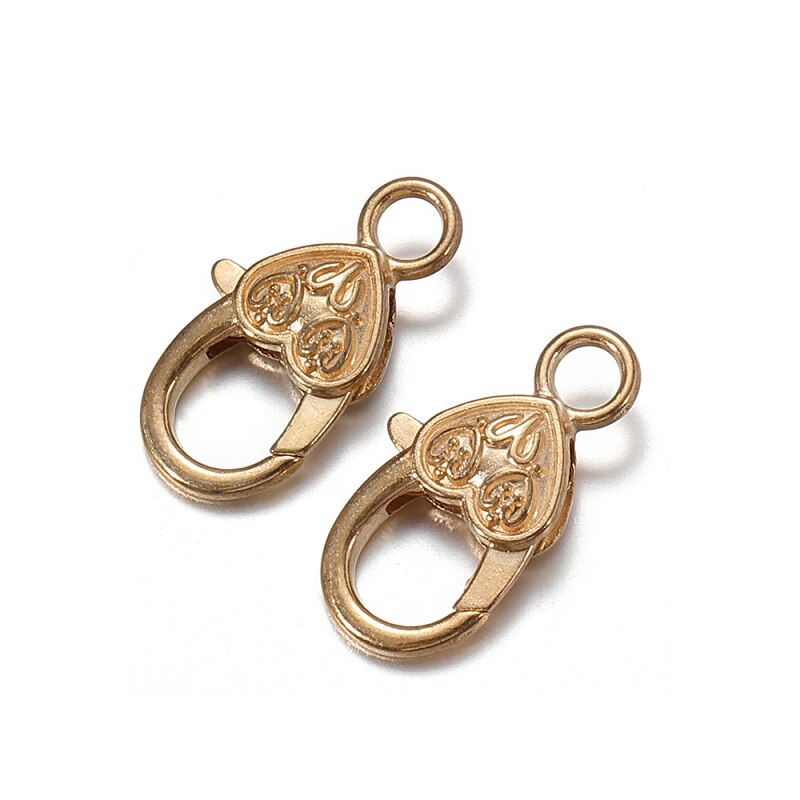 10pcs 26x15MM heart shaped Lobster Clasp Hooks retro Keychain Clasps Bracelet buckle diy jewelry Making Key ring Components: F
