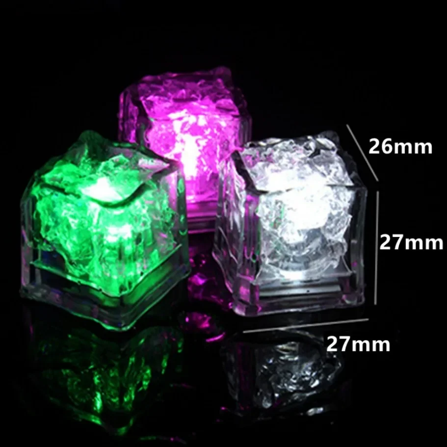 12–120 Stück wasserdichter LED-Eiswürfel, mehrfarbig, blinkend, leuchtet im Dunkeln, leuchtet für Bar, Club, Trinkparty, Weindekoration
