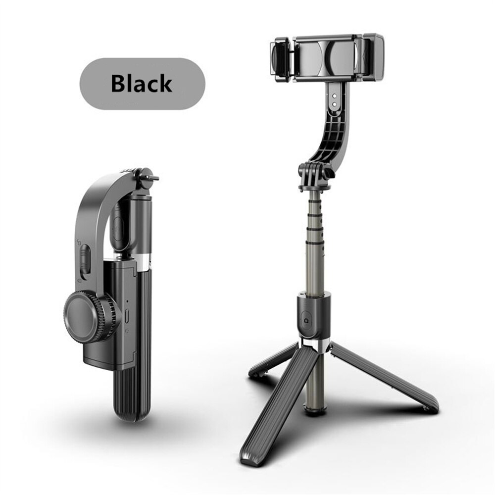 Handgeführter gimbal-stabilisator, anti-shake-selfie-stick, bluetooth-kompatibles stativ mit fernbedienung und smartphone-halterung für ios und android: Schwarz