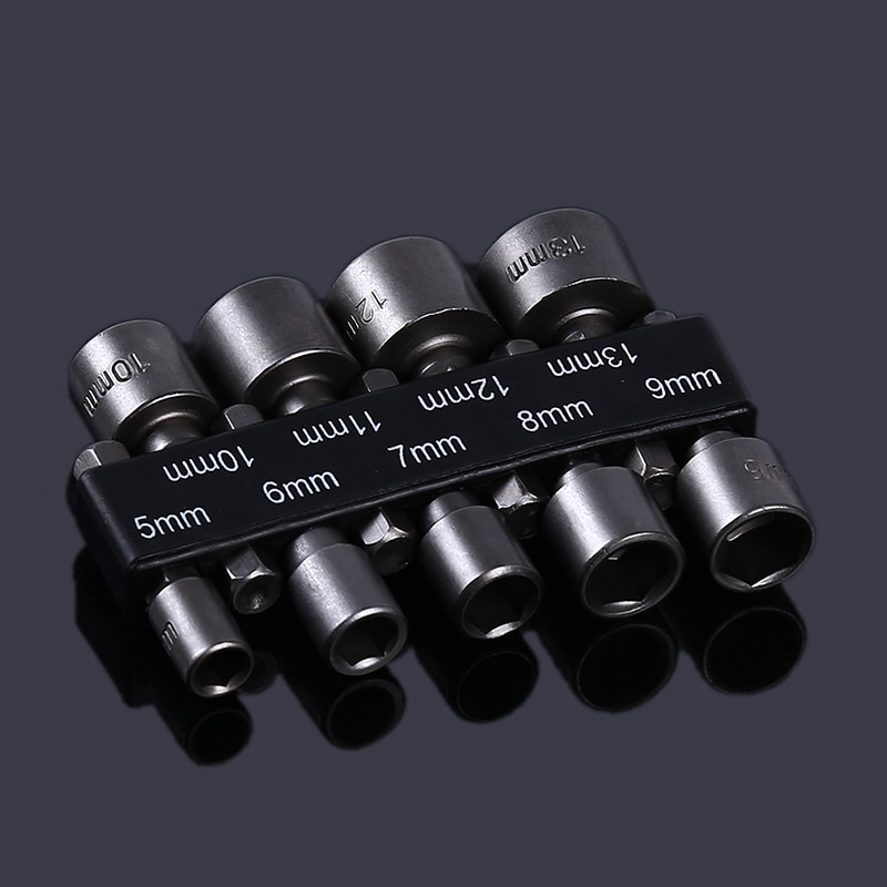9 PCS/Set 5-13mm Nut Driver Set Hex Socket Sleeve Nozzles Wrench Set Powerful Convenient Sleeve Drill Power Tools: Default Title