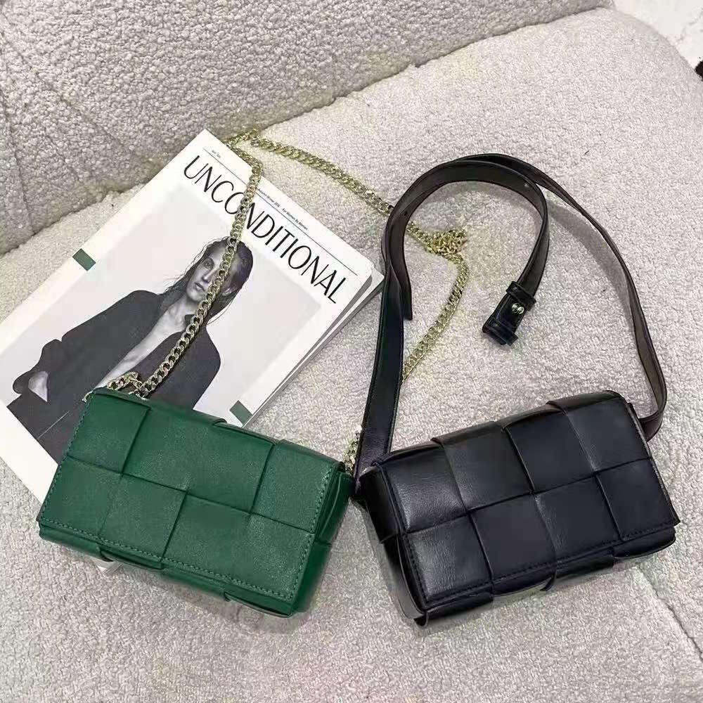 Bolso con solapa de cintura para mujer, bolsa de hombro con cadena de , de cuero vegano, para el pecho y el teléfono,