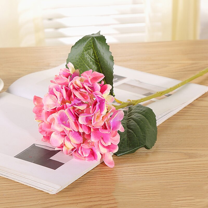 1 Branch Artificial Hydrangea Branch With False Leaf Silk Artificial Flower Wedding DIY Home Garden Decoration False Hydrangea