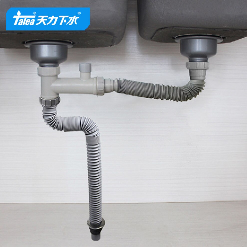Talea Double sink drain pipe kit into ground drainpipe Kitchen Fixtures sewer hose Laundry Sink Waste downcomer set GB032C001