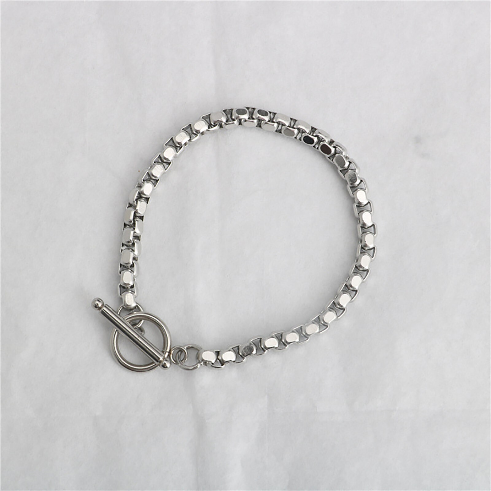 Stainless Steel Box Chain Findings Bracelets Silver Color, 1 Piece