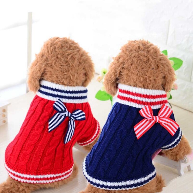 2 couleurs chien vêtements chiot chandails pour petits chiens animal de compagnie tricoté pull vêtements pour pull Chihuahua tricots pull chien # XXS