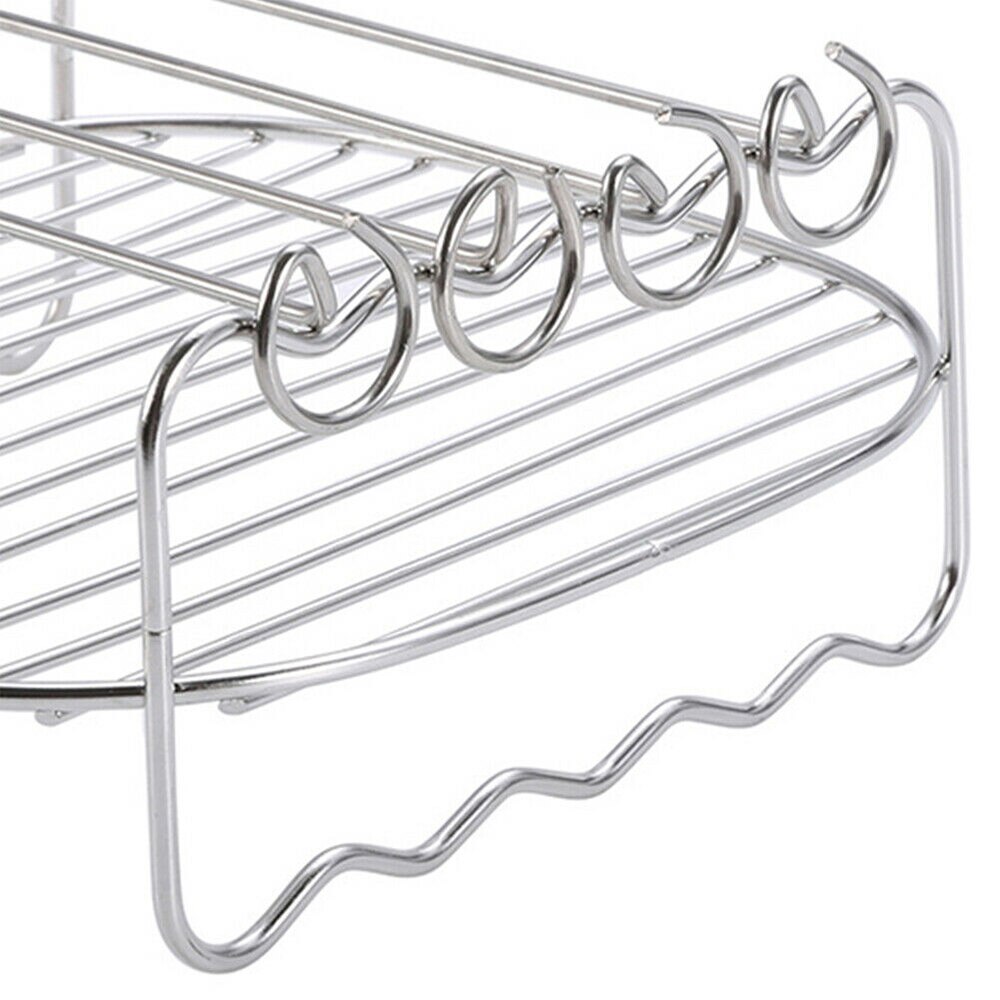 BBQ Rack Air Fryer Holder Stainless Steel Double-deck Skewers Home Replacement Baking Tray Barbecue BBQ Rack 3