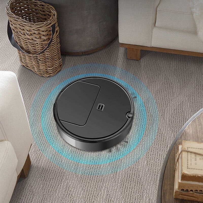 3 in 1 slimme stofzuiger thuiskantoor ing robot zuigmachine 1200pa nat-droog stofzuiger, zwart