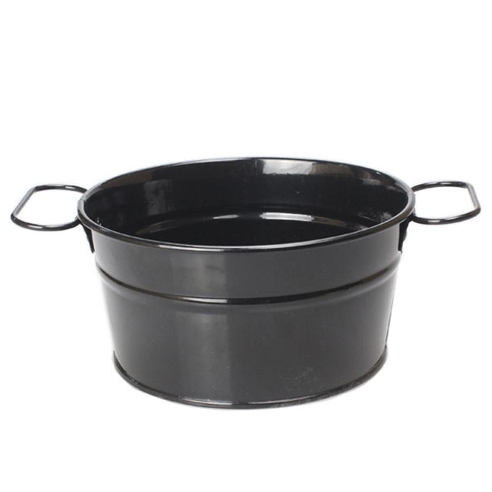 1pcs Ice Bucket Galvanized Iron Sturdy Durable Barrel Food Storage Bucket For Dinners Parties Restaurants Bar Tools: Black