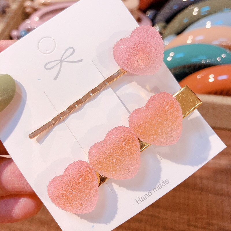 Korea Sweet Heart Candy Color Minimalist Hair Clip Hair Grip Lovely Barrettes Hairpin Hair Accessories For Women Girls: 7