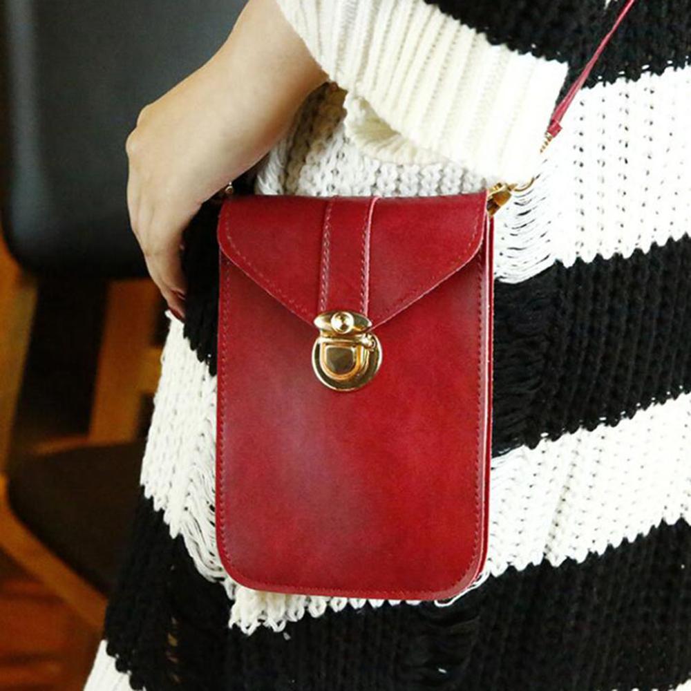 Eenvoudige flap schoudertas van pu leer pure kleur mini messenger borsttas crossbody handtassen bolsos mujer de marca famosa: Rood