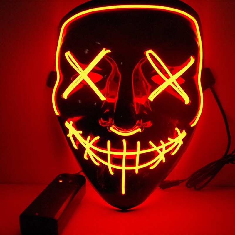 Led Mask Halloween Party Masque Masquerade Masks Neon Maske Light Glow In The Dark Mascara Horror Maska Glowing Masker Purge: Red