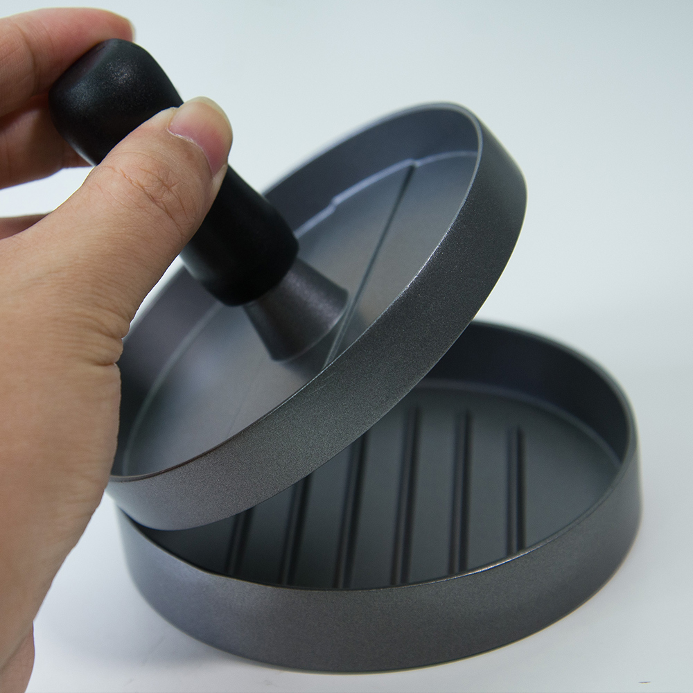 Xyj rund form hamburgerpress matte-kvalitet aluminiumslegering hamburger kjøtt biff grille burger trykk patty maker form form