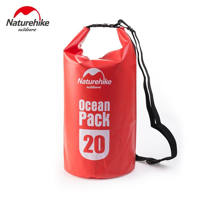 Naturehike river trekking tasker vandtæt taske udendørs tørpose sæk opbevaringstaske til rafting sejlsport kajak kano: Rød 20l