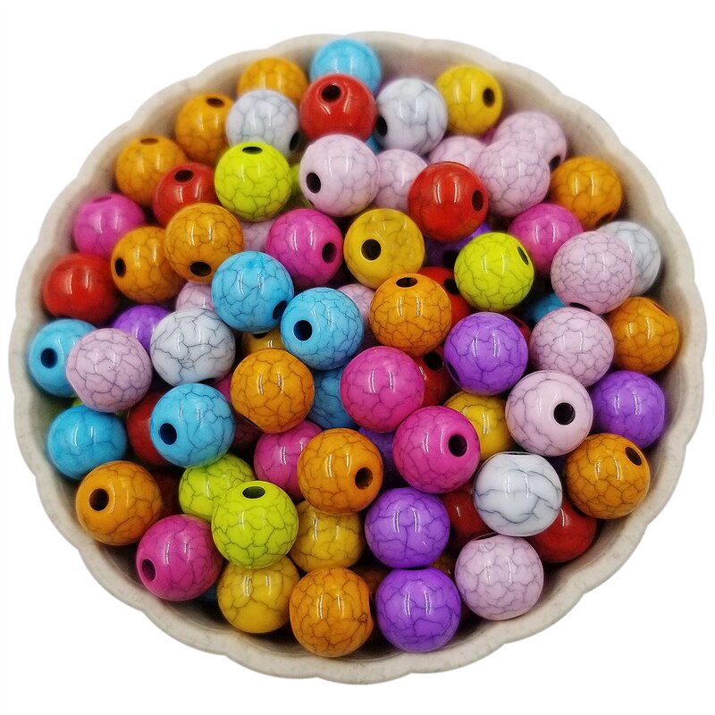 100pcs Finding Beads Handmade Material 8mm DIY Cracks Loose Bead Jewelry Accessories Multicolor: Blend