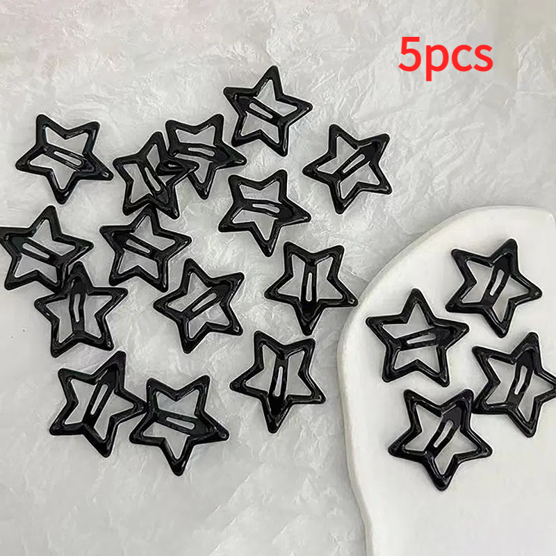 Pinces à cheveux arc-en-ciel mignonnes pour filles, fleur de dessin animé, épingle à cheveux étoile, pince à frange latérale, beaux accessoires pour cheveux, , 5 pièces: Rose