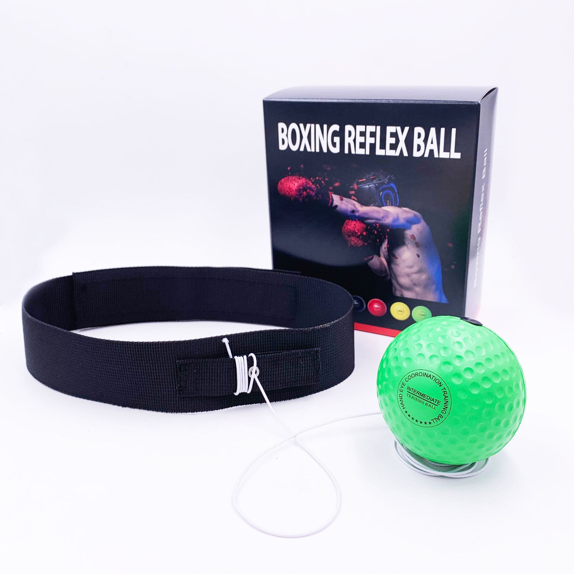 Pelota de reacción de boxeo montada en la cabeza, cinturón de nailon, equipo de entrenamiento de combate, pelota para hacer ejercicio, 4 bolas
