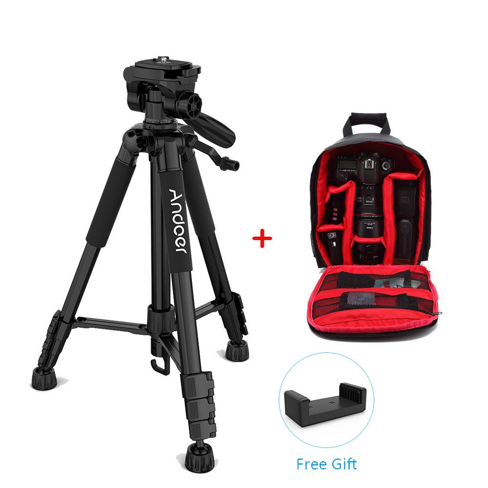 Andoer ttt -663n 57.5 tuuman kamerajalusta puhelimelle kolmijalka para camara dslr-järjestelmäkameralle kantolaukulla puhelimen pidike: Kameralaukun kanssa