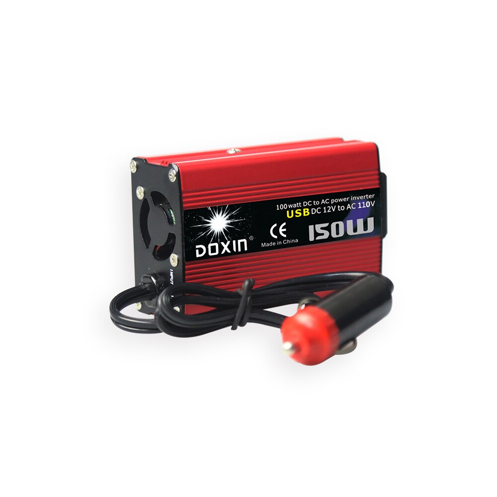 150W Vehicle Inverter Red 12V with Fan Charger Inverter Power Supply Dual USB Power Converter