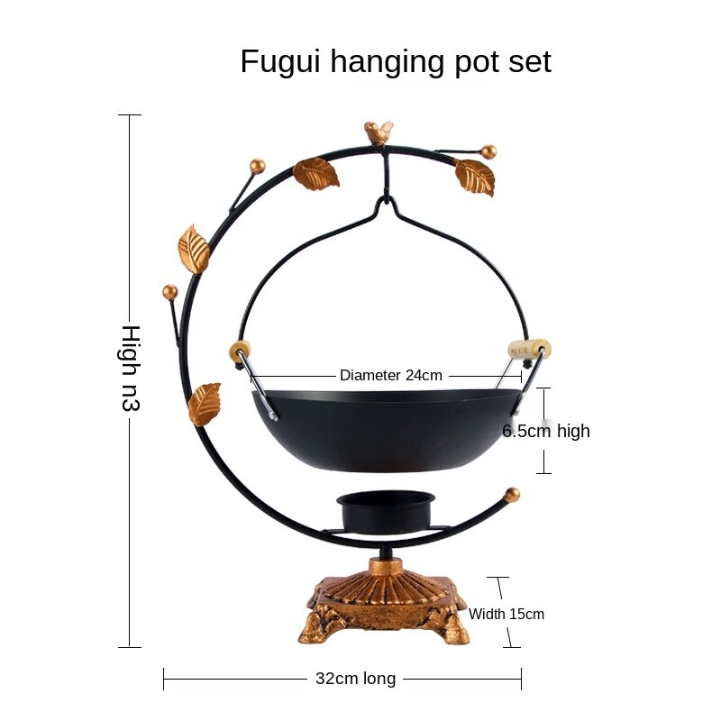 Tableware Special Dish Iron Stewed Pot Set Restaurant Hotel Hanging Pot Commercial Solid Alcohol Heating Furnace: t