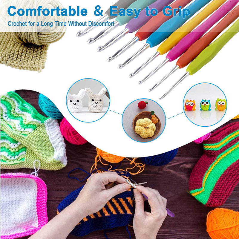 1pc crochê ganchos 2.0mm-8.0mm ergonômico crochê ganchos de plástico alça de tricô para diy artesanato ganchos agulhas ferramentas suprimentos
