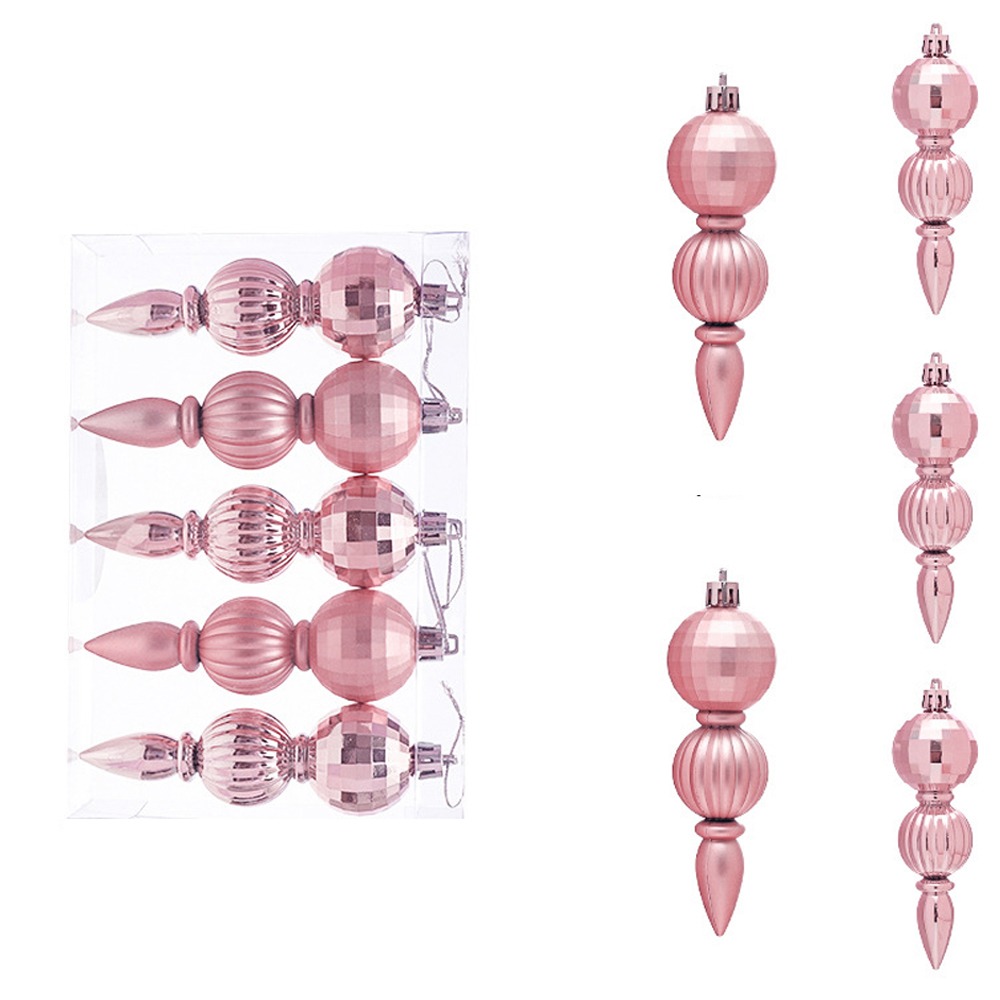Pink Christmas Balls Pendants Pinecone Ice Cream Xmas Tree Hanging Ornaments Shatterproof Pentagram Merry Christmas Decor: DARK GRAY