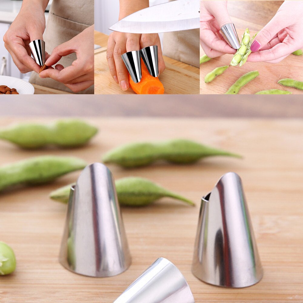 1 Uds protección para dedo mano Protector de cuchillo dedo herramienta de protección de acero inoxidable herramientas de cocina