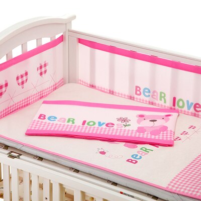 Ademend Mesh Bumper Crib Liner Baby Beddengoed Wasbare Roze, Bruin, Blauw: Bear