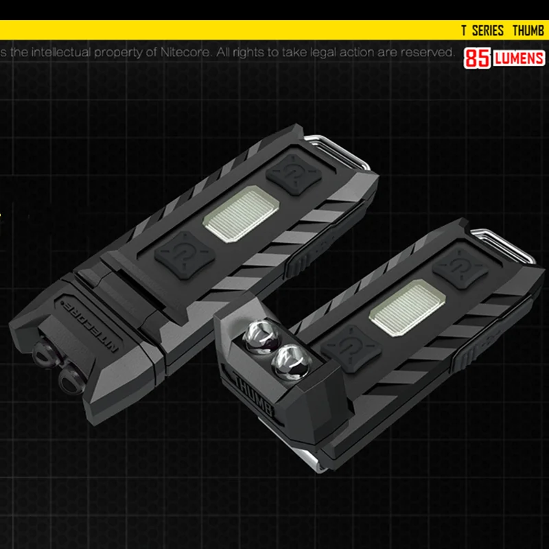 NITECORE THUMB Luz de trabajo Llavero Luz 85 Lúmenes Recargable 120 ° Mini linterna LED con fuente de luz dual y esquina del pulgar