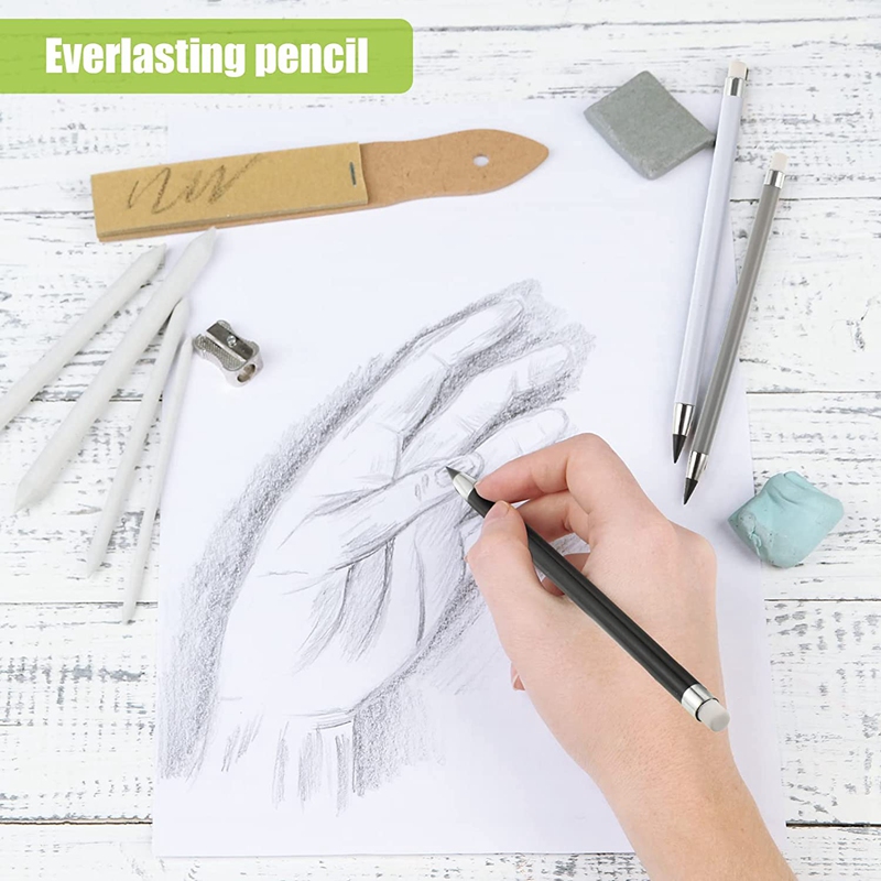 18 Pcs Inkless Pencil Reusable Everlasting Pencil Eternal Pencil Erasable Pencils With Eraser For Writing Drawing