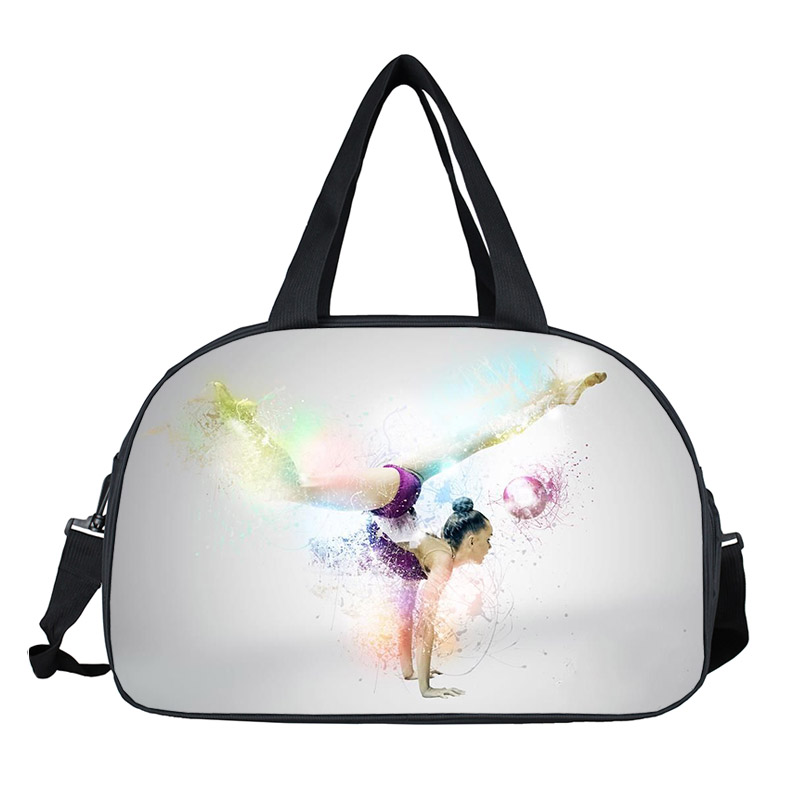Watercolor Gymnastics Art Tote Bag Ladies Dance Sports Storage Bags Travel Multifunctional Portable Messenger Bags Shoulder Bag: Red