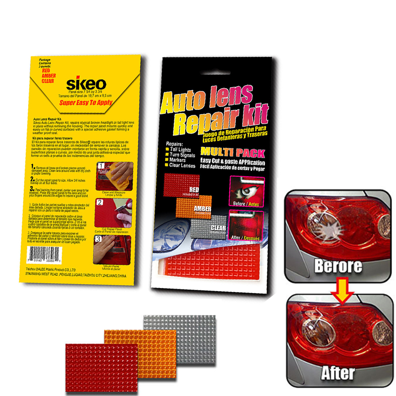 Kit de reparo da lente do automóvel do carro diy padrão grade faróis do carro lanterna traseira conjunto de ferramentas de reparo luzes do carro filme de reparo crack polonês vermelho âmbar