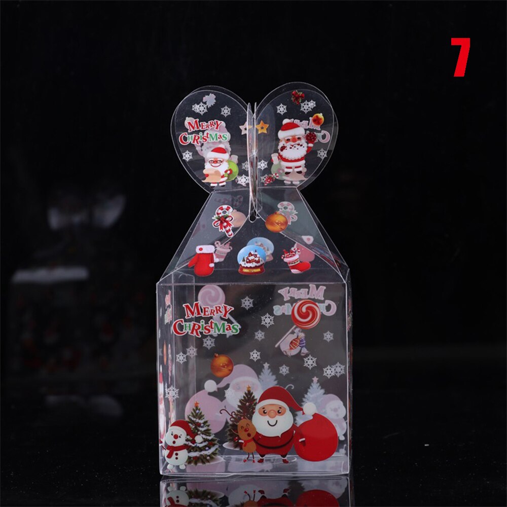 1 Pza PVC caja de dulces transparente muñeco de nieve alce Reno manzana cajas Navidad decoración embalaje suministros para fiestas: 7