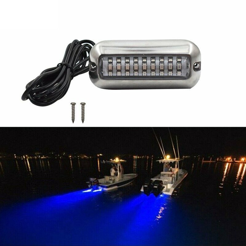 2Pcs 27 Blue LED Stainless Lights Underwater Pontoon for Marine Boat Transom