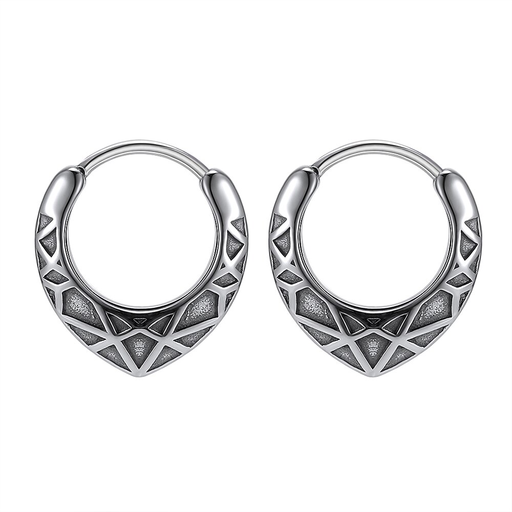 316L Stainless Steel Hoop Earrings Hip Hop Punk Rock Earrings for Men Women Retro Gothic Circle Round Earrings Skull: EH640SR-11