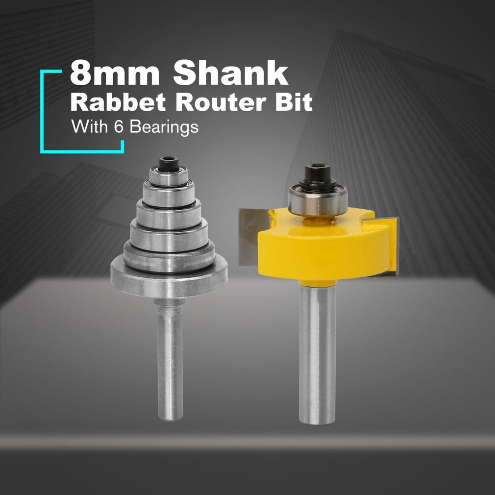 3pcs 8MM Shank Rabbet Router Bit with Bearings Set Woodworking Milling Cutter Tenon Cutter for Woodworking Tools