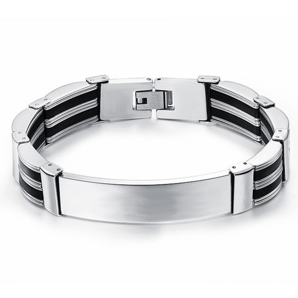 SHQIYAYI acier inoxydable Silicone bracelets porte-bonheur pour hommes corée à la bijoux accessoires fête amitié O936