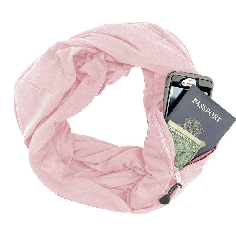 Convertible Infinity Sjaal met Pocket Reis Infinity Sjaal All-Match Mode Vrouwen Sjaals Effen Soft Pocket Loop Sjaal: Pink