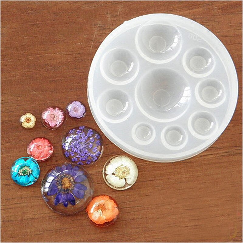 Creatieve Verkoop DIY Tijd Gem Crystal Epoxy Silicone Mold Half Mold Wit Ronde Patch 9 Gaten mold: Default Title