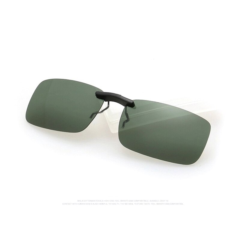 Unisex Polarized Clip On Sunglasses Near-Sighted Driving Night Vision Lens Anti-UVA Anti-UVB Cycling Riding Sunglasses Clip: Dark green