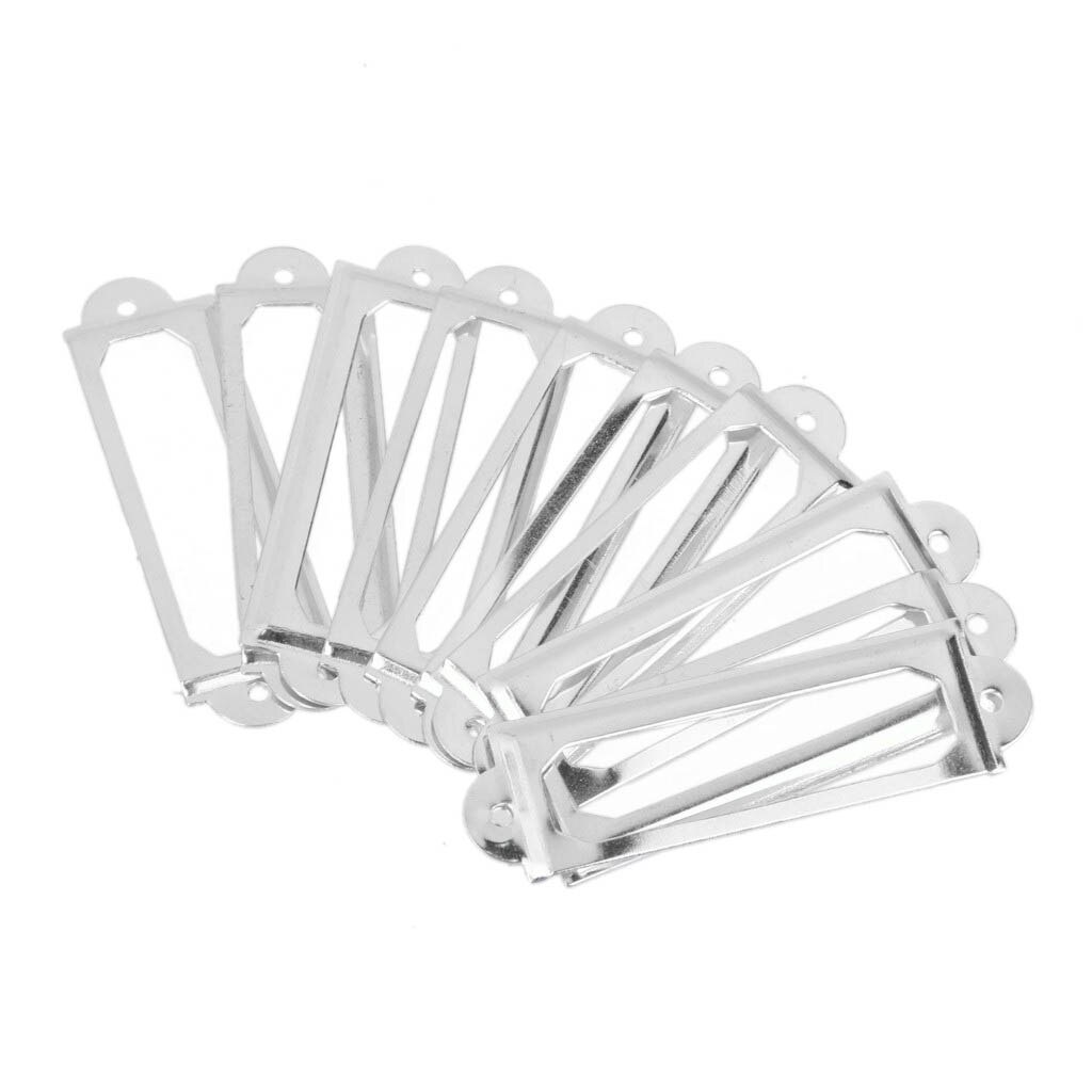 40 set Office Library File Drawer Cabinet Card Tag Label Holder Metal Frame (Silver Tone): Default Title